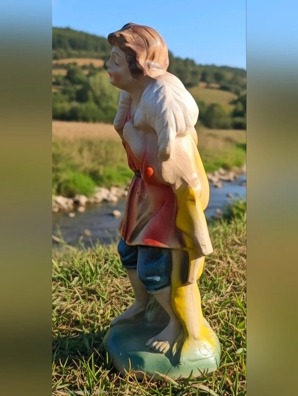Antique 50s Gabriel the Shepherd boy paper mache japan handpainted